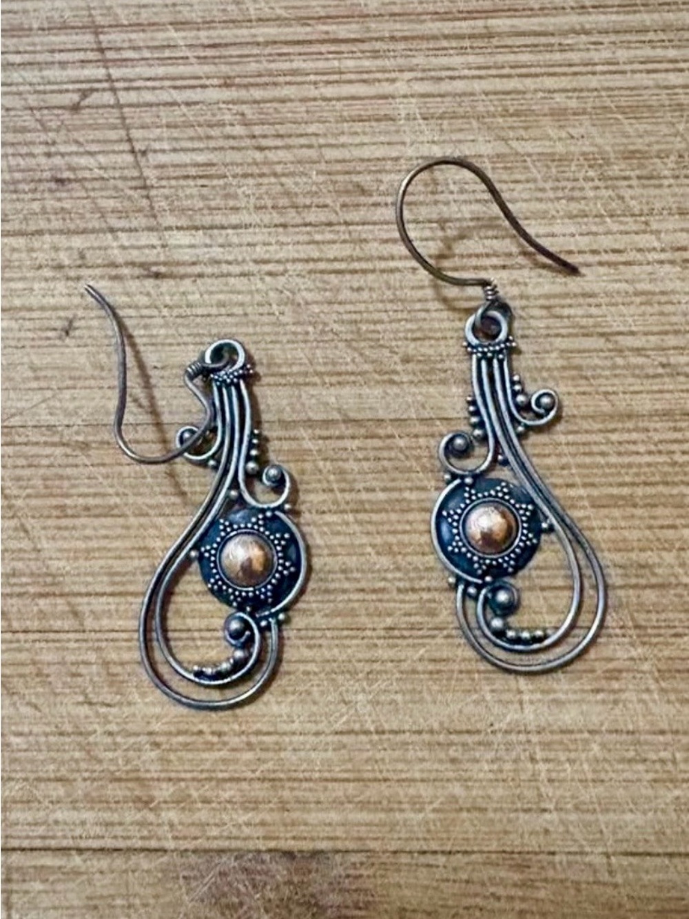 Handmade Sterling Silver Drop Earrings Bali Balinese Boho Bohemian Hippie
